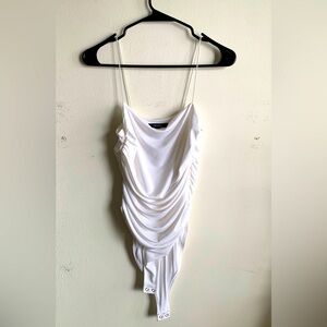 White, cinched sides, bodysuit, size Medium, never worn
